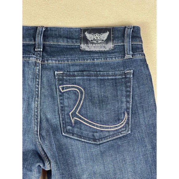 Rock and Republic Womens 30 Jeans Low Rise Straight Leg Regular Fit Blue Denim - Picture 11 of 13